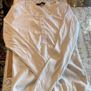 Banana republic White Long Sleeve Henley Top